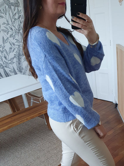 Pull bleu COEURS