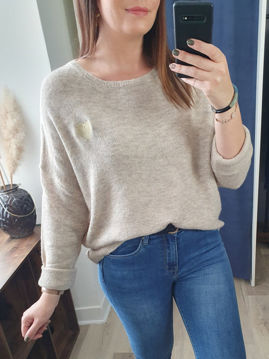 Pull cœur ZURICH (beige)