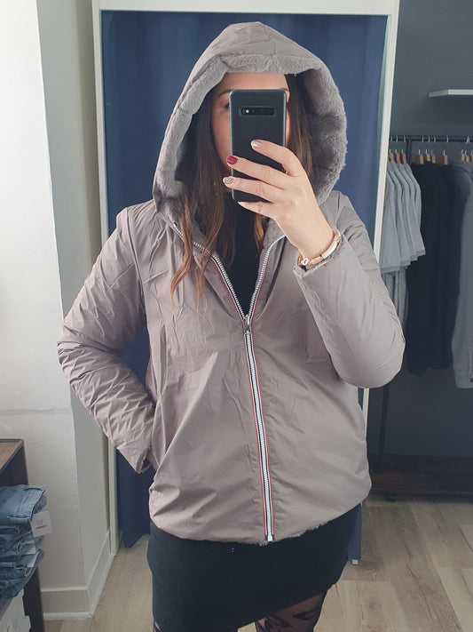 Parka courte réversible HELSINKI (taupe)