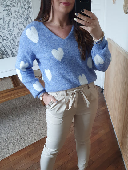 Pull bleu COEURS