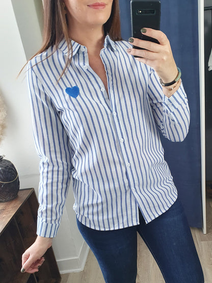 Chemise rayée COEUR (bleu)