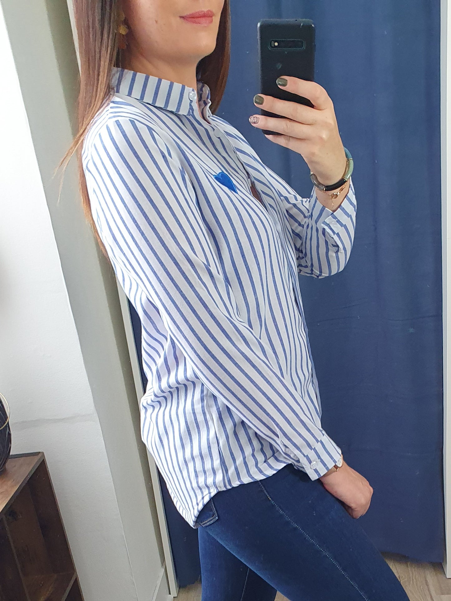 Chemise rayée COEUR (bleu)