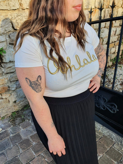 T-shirt OOHLALA Curvy (blanc/or)