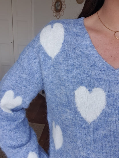 Pull bleu COEURS