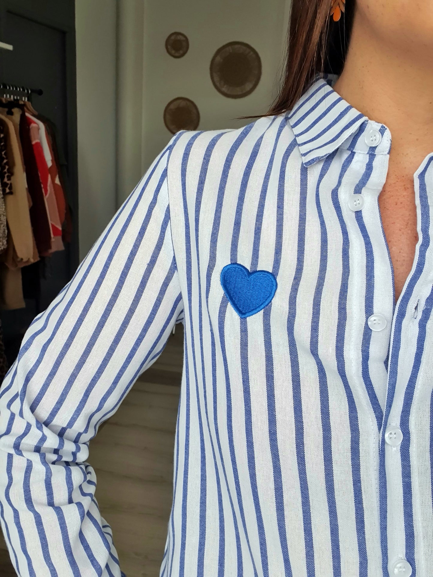 Chemise rayée COEUR (bleu)